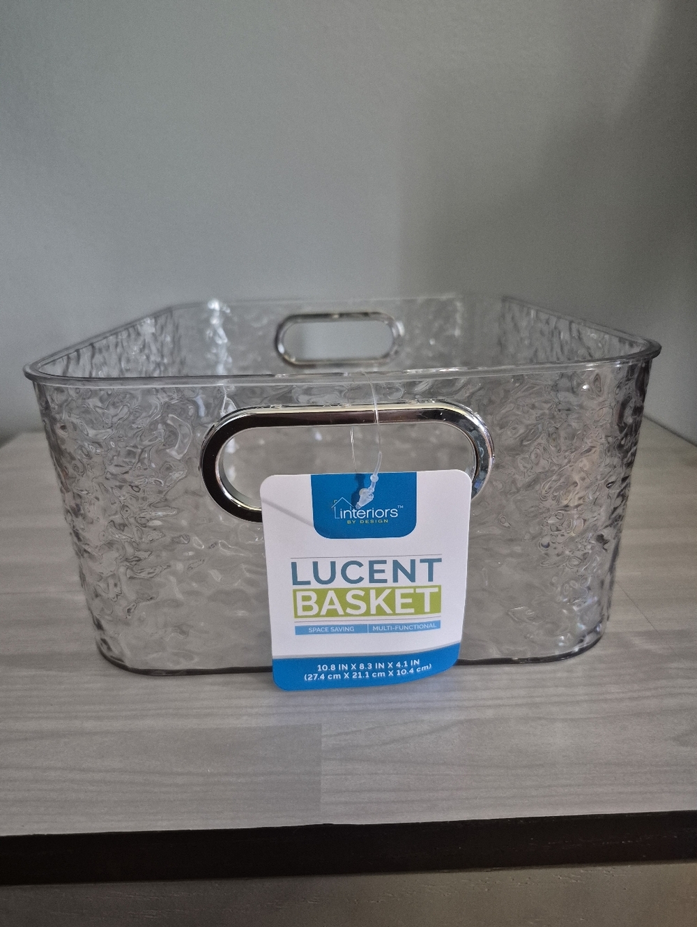 Set Of 3-Interiors Lucent Clear Storage Basket with Chrome Handles